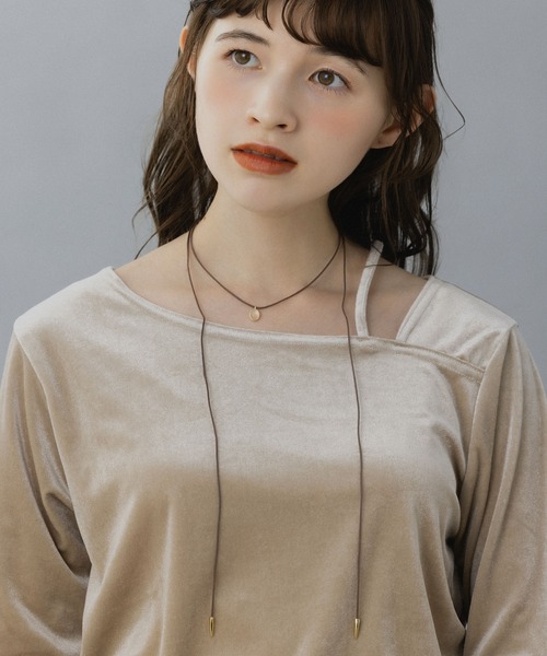 LA MUe（ラミュー）の「【LA MUE】ストーン付きコードチョーカー（チョーカー・レディース・レッド/ブラウン/ピンク・FREE）」の6枚目の写真