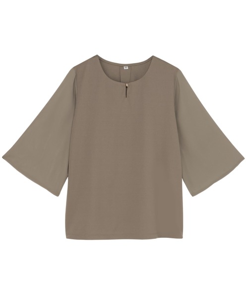 TOKYO SHIRTS(トウキョウシャツ)の「フレア袖 シアーブラウス 七分袖(シャツ/ブラウス・レディース・ブラック/ブラウン/ホワイト・M/L/LL)」の3枚目の写真