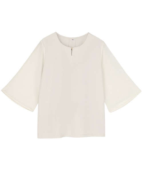 TOKYO SHIRTS(トウキョウシャツ)の「フレア袖 シアーブラウス 七分袖(シャツ/ブラウス・レディース・ブラック/ブラウン/ホワイト・M/L/LL)」の2枚目の写真