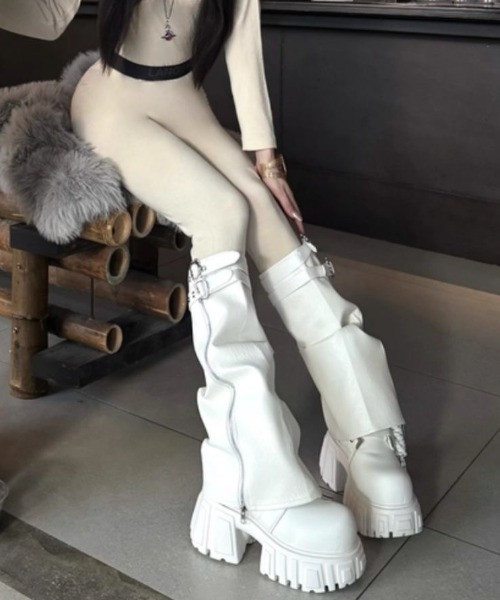 セール】「天使系ホワイト登場」/【1足3役】超厚底×美脚レッグカバー