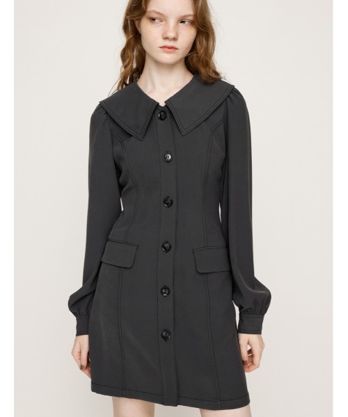 SLY（スライ）の「SAILOR COLLAR S/OP セーラーカラー ショートワンピース 秋服（ワンピース・レディース・ブラック/グレー・1/2）」の2枚目の写真