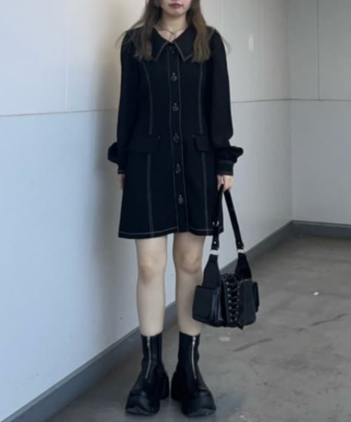 SLY（スライ）の「SAILOR COLLAR S/OP セーラーカラー ショートワンピース 秋服（ワンピース・レディース・ブラック/グレー・1/2）」の17枚目の写真