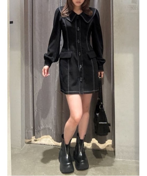 SLY（スライ）の「SAILOR COLLAR S/OP セーラーカラー ショートワンピース 秋服（ワンピース・レディース・ブラック/グレー・1/2）」の16枚目の写真