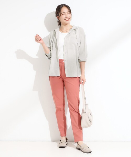 DRESKIP（ドレスキップ）の「【洗濯機可】サッと羽織れる シアーフードシャツ（シャツ/ブラウス・レディース・ナチュラル/ブラック/ライトグリーン・03/02/04/01）」の14枚目の写真