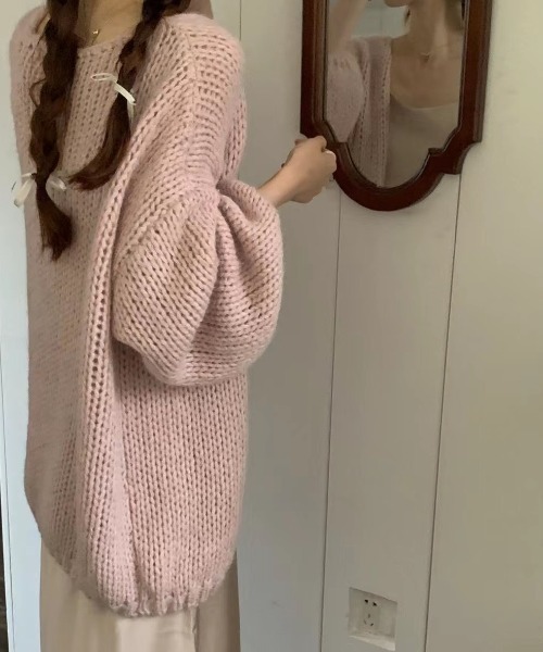 cammie(キャミー)の「ローゲージボリュームスリーブニットカーディガン(カーディガン/ボレロ・レディース・ホワイト/サックスブルー/ライトピンク・FREE)」の10枚目の写真