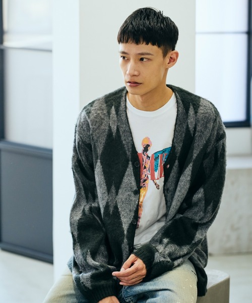 TOWNCRAFT（タウンクラフト）の「TOWN CRAFT タウンクラフト / SHAGGY VINTAGE V CARDIGAN アクリル 花柄（カーディガン/ボレロ・メンズ・グレー系1/その他1/グレー/オリーブ/カーキ/その他2・SMALL/MEDIUM/LARGE）」の10枚目の写真