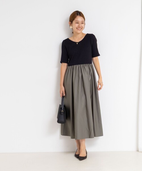 NOLLEY’S Sophi（ノーリーズソフィ）の「ウォッシャブルカット×タフタドッキングワンピース（ワンピース・レディース・オリーブ/ブラック系その他・36/38）」の3枚目の写真