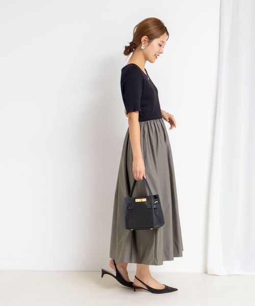 NOLLEY’S Sophi（ノーリーズソフィ）の「ウォッシャブルカット×タフタドッキングワンピース（ワンピース・レディース・オリーブ/ブラック系その他・36/38）」の5枚目の写真