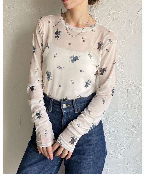 Ameri 花柄 長袖トップス Sサイズ アイボリー Ameri 花柄 長袖トップス Sサイズ アイボリー Ameri 花柄 長袖トップス