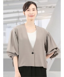 m.f.editorial（エムエフエディトリアル）の「【ストレッチ UVカット イージーケア】m.f.エディトリアル レディース ドライタッチ カルゼ シャツ アウター (セットアップ可能)（ノーカラージャケット）」