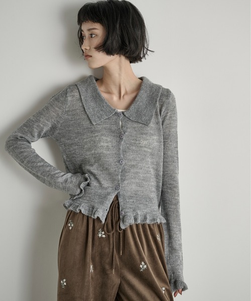 Ralph Lauren 【新品未使用】ラメ入モヘア混フリルボレロ カーディガン フラワーフリルシアーボレロカーディガン[品番：OUTW0000283