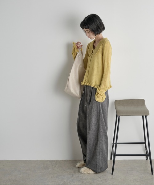 THE YOn(ザヨン)の「モヘアフリルシアーポロニットカーディガン(カーディガン/ボレロ・レディース・アイボリー/チャコールグレー/グレー/マスタード・FREE)」の22枚目の写真