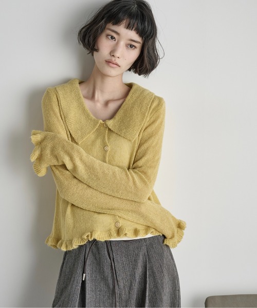 THE YOn(ザヨン)の「モヘアフリルシアーポロニットカーディガン(カーディガン/ボレロ・レディース・アイボリー/チャコールグレー/グレー/マスタード・FREE)」の16枚目の写真