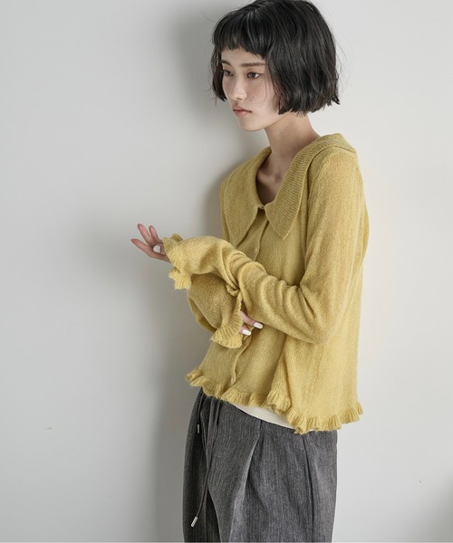 新品！タグ付き　YONFA ボレロカーディガン tumugu:（ツムグ） | ミックスヤーンバックジャガード ボレロ