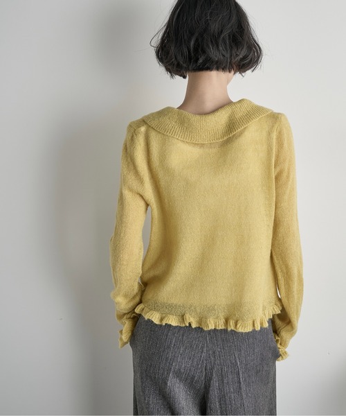 THE YOn(ザヨン)の「モヘアフリルシアーポロニットカーディガン(カーディガン/ボレロ・レディース・アイボリー/チャコールグレー/グレー/マスタード・FREE)」の18枚目の写真