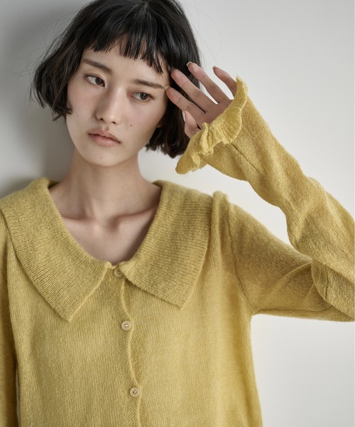 THE YOn(ザヨン)の「モヘアフリルシアーポロニットカーディガン(カーディガン/ボレロ・レディース・アイボリー/チャコールグレー/グレー/マスタード・FREE)」の19枚目の写真