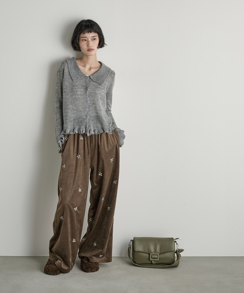 THE YOn(ザヨン)の「モヘアフリルシアーポロニットカーディガン(カーディガン/ボレロ・レディース・アイボリー/チャコールグレー/グレー/マスタード・FREE)」の10枚目の写真