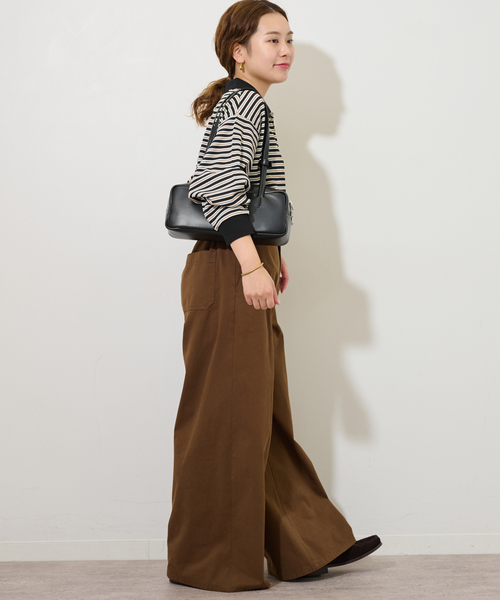 JOURNAL STANDARD relume（ジャーナルスタンダード　レリューム）の「ワッフルボーダー襟付きプルオーバー（Tシャツ/カットソー・レディース・アイボリー/ブラック・FREE）」の4枚目の写真