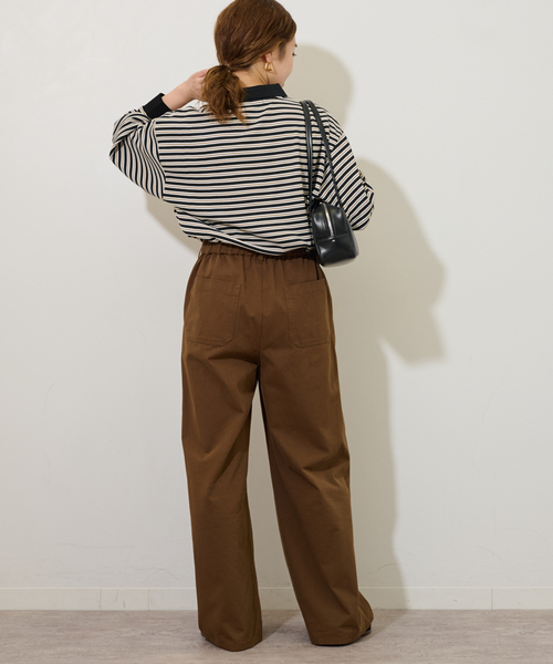 JOURNAL STANDARD relume（ジャーナルスタンダード　レリューム）の「ワッフルボーダー襟付きプルオーバー（Tシャツ/カットソー・レディース・アイボリー/ブラック・FREE）」の5枚目の写真