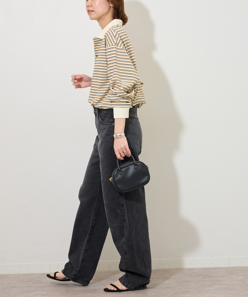 JOURNAL STANDARD relume（ジャーナルスタンダード　レリューム）の「ワッフルボーダー襟付きプルオーバー（Tシャツ/カットソー・レディース・アイボリー/ブラック・FREE）」の10枚目の写真