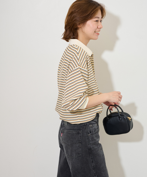 JOURNAL STANDARD relume（ジャーナルスタンダード　レリューム）の「ワッフルボーダー襟付きプルオーバー（Tシャツ/カットソー・レディース・アイボリー/ブラック・FREE）」の14枚目の写真