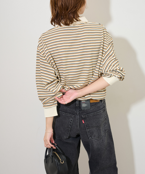 JOURNAL STANDARD relume（ジャーナルスタンダード　レリューム）の「ワッフルボーダー襟付きプルオーバー（Tシャツ/カットソー・レディース・アイボリー/ブラック・FREE）」の15枚目の写真