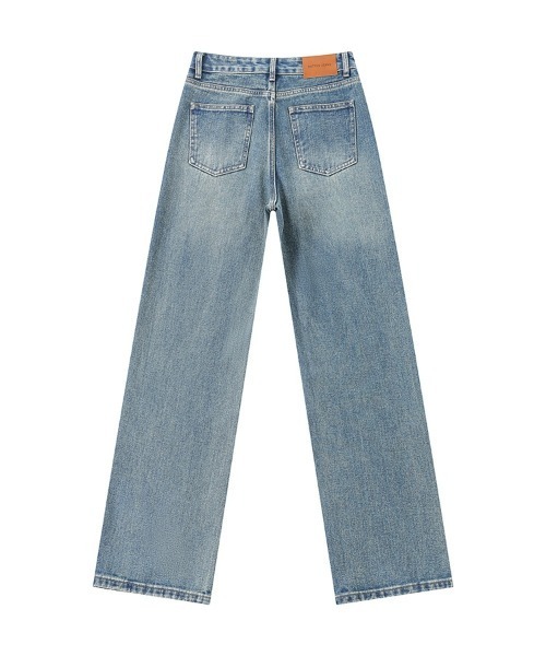 HANDO（ハンド）の「[高身長サイズMT/低身長サイズS有り]ヴィンテージウォッシュ ハイウエストワイドストレートデニムパンツ きれいめカジュアル 韓国風（デニムパンツ・レディース・ブルー・XL/S/M/L）」の12枚目の写真