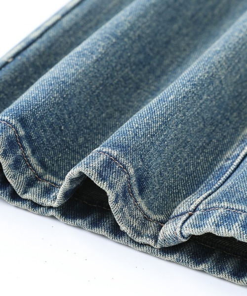 HANDO（ハンド）の「[高身長サイズMT/低身長サイズS有り]ヴィンテージウォッシュ ハイウエストワイドストレートデニムパンツ きれいめカジュアル 韓国風（デニムパンツ・レディース・ブルー・XL/S/M/L）」の13枚目の写真