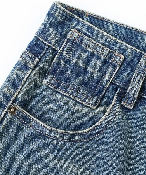 HANDO（ハンド）の「[高身長サイズMT/低身長サイズS有り]ヴィンテージウォッシュ ハイウエストワイドストレートデニムパンツ きれいめカジュアル 韓国風（デニムパンツ・レディース・ブルー・XL/S/M/L）」の15枚目の写真