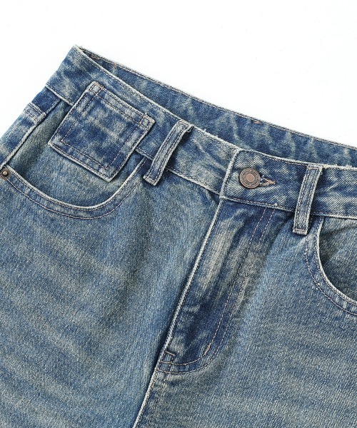 HANDO（ハンド）の「[高身長サイズMT/低身長サイズS有り]ヴィンテージウォッシュ ハイウエストワイドストレートデニムパンツ きれいめカジュアル 韓国風（デニムパンツ・レディース・ブルー・XL/S/M/L）」の16枚目の写真