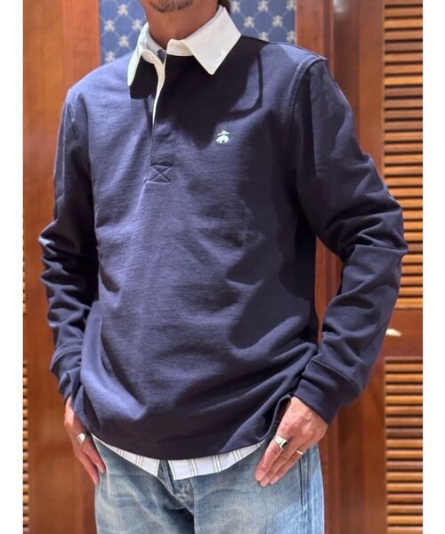 BROOKS BROTHERS（ブルックスブラザーズ）の「コットンジャージー　GFロゴ　ソリッド　ラグビーシャツ（ポロシャツ・メンズ・グレー/ダークグリーン/ネイビー・X-LARGE/LARGE/MEDIUM/SMALL）」の3枚目の写真