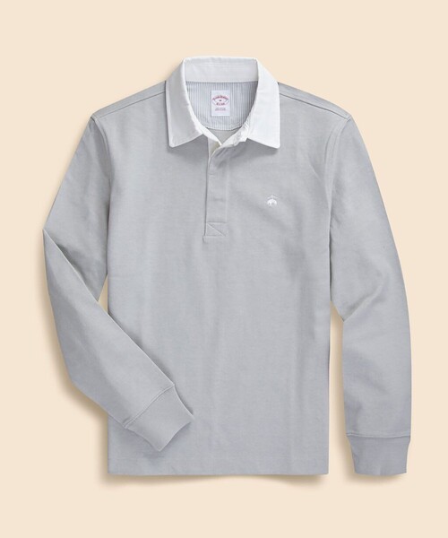 BROOKS BROTHERS（ブルックスブラザーズ）の「コットンジャージー　GFロゴ　ソリッド　ラグビーシャツ（ポロシャツ・メンズ・グレー/ダークグリーン/ネイビー・X-LARGE/LARGE/MEDIUM/SMALL）」の2枚目の写真
