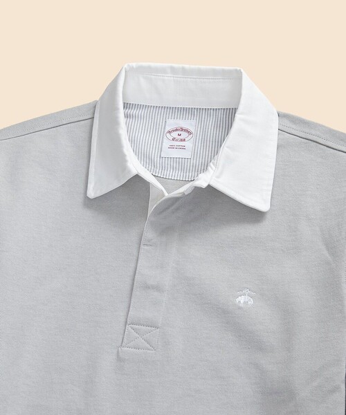 BROOKS BROTHERS（ブルックスブラザーズ）の「コットンジャージー　GFロゴ　ソリッド　ラグビーシャツ（ポロシャツ・メンズ・グレー/ダークグリーン/ネイビー・X-LARGE/LARGE/MEDIUM/SMALL）」の4枚目の写真