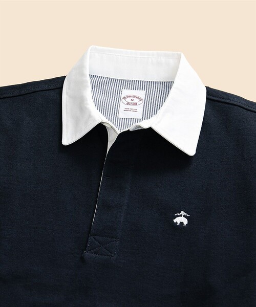 BROOKS BROTHERS（ブルックスブラザーズ）の「コットンジャージー　GFロゴ　ソリッド　ラグビーシャツ（ポロシャツ・メンズ・グレー/ダークグリーン/ネイビー・X-LARGE/LARGE/MEDIUM/SMALL）」の8枚目の写真