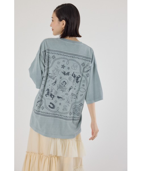 RODEO CROWNS WIDE BOWL(ロデオクラウンズワイドボウル)の「バンダナピグメントTシャツ(Tシャツ/カットソー・レディース・チャコールグレー/ライトブルー/オフホワイト・FREE)」の3枚目の写真