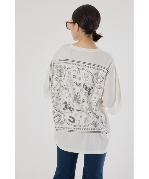 RODEO CROWNS WIDE BOWL(ロデオクラウンズワイドボウル)の「バンダナピグメントTシャツ(Tシャツ/カットソー・レディース・チャコールグレー/ライトブルー/オフホワイト・FREE)」の7枚目の写真