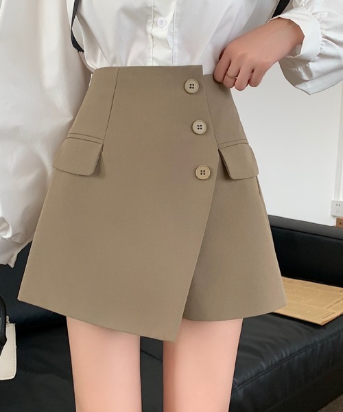 サイドボタン巻きスカート風スカートパンツ（その他パンツ）｜cammie