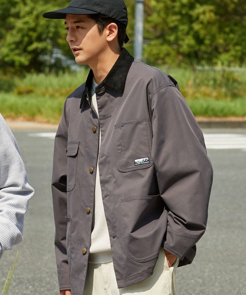 THE CRAFT CREW PRODUCTS(ザクラフトクループロダクツ)の【セットアップ対応】ファンクショナルチノツイル 襟コーデュロイ オーバーサイズカバーオール / UVカット・イージーケア【THE CRAFT CREW PRODUCTS】(カバーオール)
