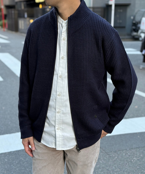 ikka(イッカ)の「スタンドジップニットブルゾン(ニット/セーター・メンズ・ブラック/カーキ/グレー/ネイビー・M/L/XL/S)」の4枚目の写真