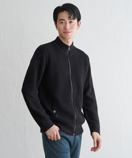 ikka(イッカ)の「スタンドジップニットブルゾン(ニット/セーター・メンズ・ブラック/カーキ/グレー/ネイビー・M/L/XL/S)」の5枚目の写真