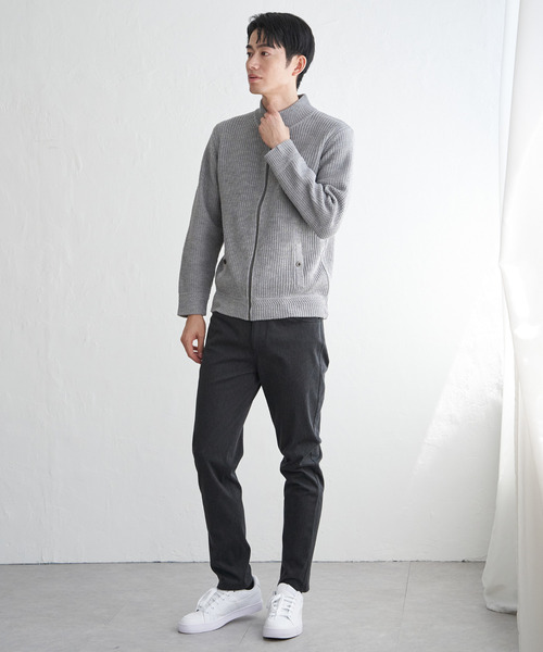 ikka(イッカ)の「スタンドジップニットブルゾン(ニット/セーター・メンズ・ブラック/カーキ/グレー/ネイビー・M/L/XL/S)」の9枚目の写真
