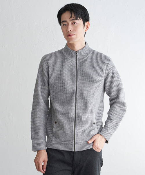 ikka(イッカ)の「スタンドジップニットブルゾン(ニット/セーター・メンズ・ブラック/カーキ/グレー/ネイビー・M/L/XL/S)」の8枚目の写真