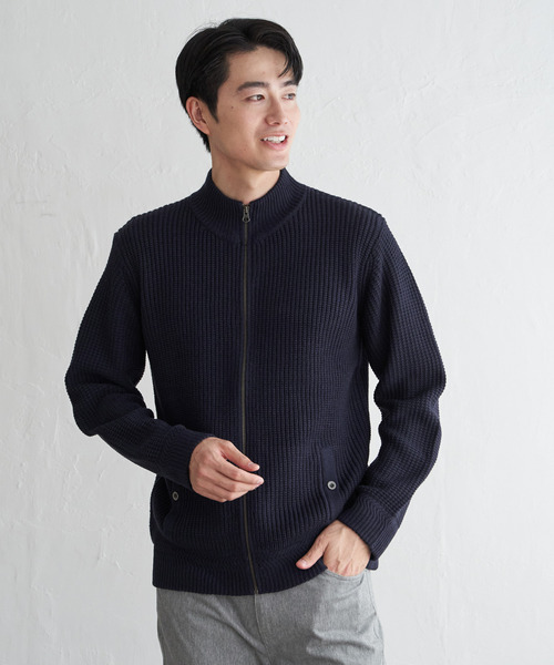 ikka(イッカ)の「スタンドジップニットブルゾン(ニット/セーター・メンズ・ブラック/カーキ/グレー/ネイビー・M/L/XL/S)」の14枚目の写真