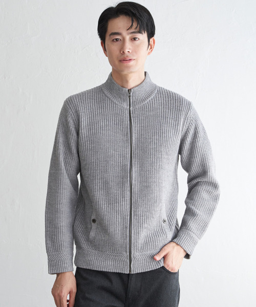 ikka(イッカ)の「スタンドジップニットブルゾン(ニット/セーター・メンズ・ブラック/カーキ/グレー/ネイビー・M/L/XL/S)」の17枚目の写真