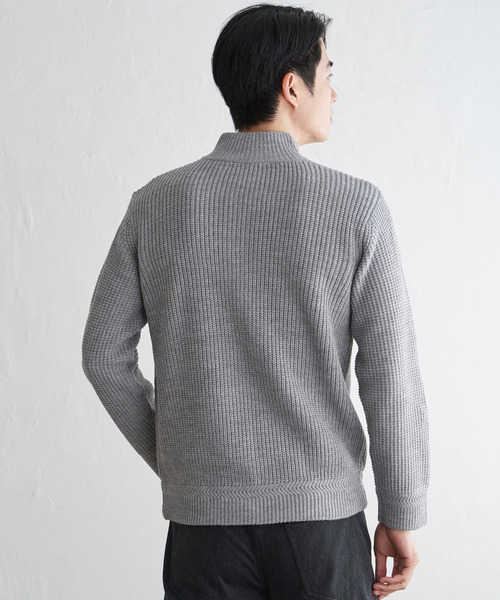 ikka(イッカ)の「スタンドジップニットブルゾン(ニット/セーター・メンズ・ブラック/カーキ/グレー/ネイビー・M/L/XL/S)」の19枚目の写真