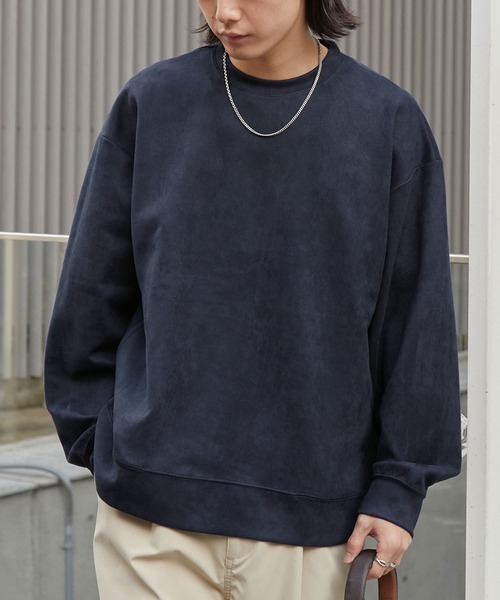 MONO-MART(モノマート)の「ブラッシュド シームポケット オーバーサイズプルオーバー(Tシャツ/カットソー・メンズ・ダークグレー/ネイビー/ライトグレー/ブラウン/ブラック/グレイッシュブルー・M/L)」の5枚目の写真