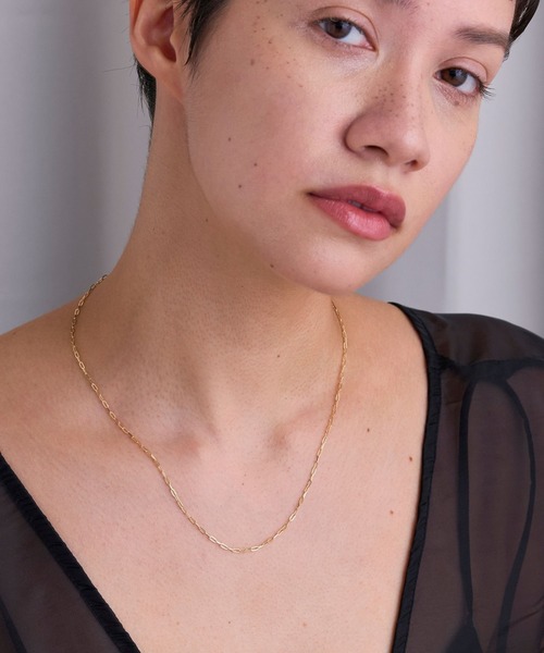 K18】荒角小豆チェーンネックレス<全長約44+3cm>（ネックレス