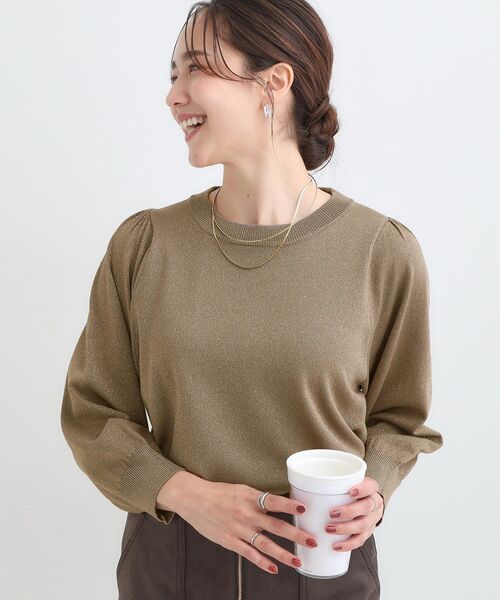 DRESKIP（ドレスキップ）の「【洗濯機可/S-LL/アンサンブル可】8分袖で手元を華奢に魅せる さらっとタッチニット（ニット/セーター・レディース・グレー/ブラック/ブラウン系/ベージュ/ピンク系/ブルー・01/02/03/04）」の3枚目の写真