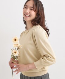 【洗濯機可/S-LL/アンサンブル可】8分袖で手元を華奢に魅せる さらっとタッチニット