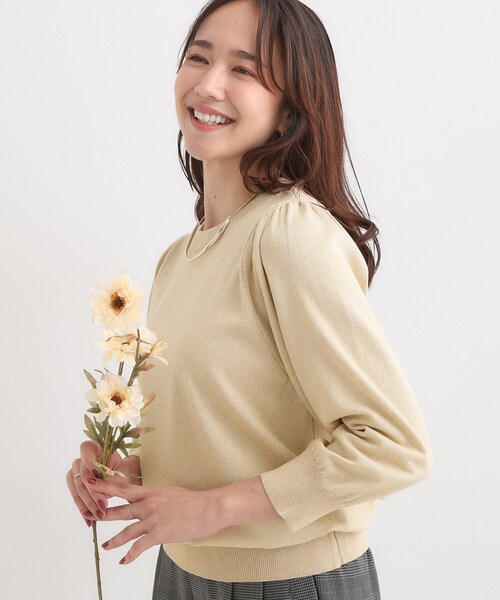 DRESKIP（ドレスキップ）の「【洗濯機可/S-LL/アンサンブル可】8分袖で手元を華奢に魅せる さらっとタッチニット（ニット/セーター・レディース・グレー/ブラック/ブラウン系/ベージュ/ピンク系/ブルー・01/02/03/04）」の4枚目の写真